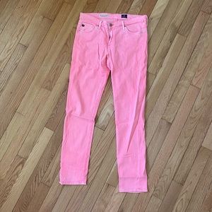 AG Pink Stretch Demin. The Stevie Ankle Slim Straight Leg. Size 28 Regular